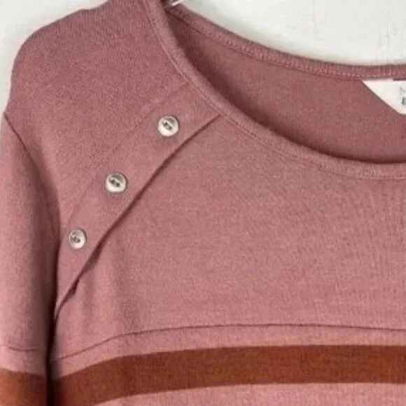 NWT Stitch Fix Market & Spruce Striped Button Detail Plush Sweater Size XS NEW - Picture 2 of 8